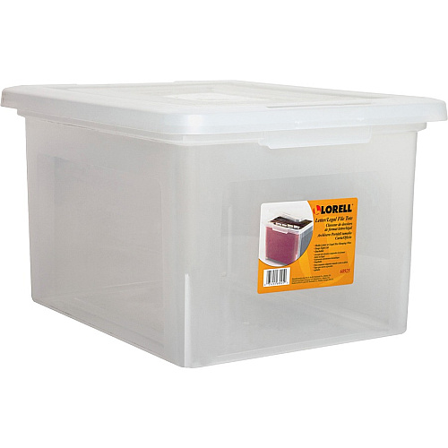 Lorell Stacking File Boxes External Dimensions: 14.2" Width x 18" Depth x 10.8" Height - Media Size Supported: Letter, Legal - Interlocking Closure - Stackable - Plastic - Clear - For File - 4 / Carton (LLR68925CT)