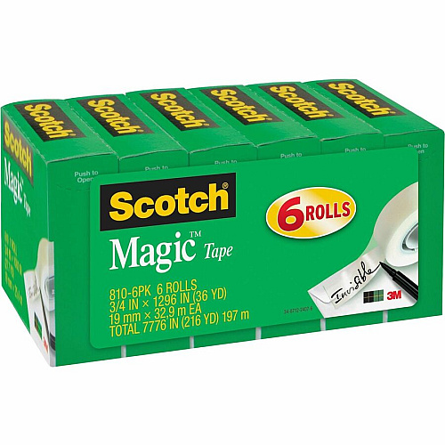 Scotch 3/4"W Magic Tape 36 yd Length x 0.75" Width - 1" Core - Matte - Clear - Split Resistant, Tear Resistant - For Mending, Splicing - 6/Pack - 2 / Bundle (8106PKBD)