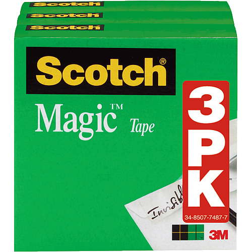 Scotch 1/2"W Magic Tape 36 yd Length x 0.50" Width - 1" Core - Matte - Clear - For Mending, Splicing - 3/Pack - 4 / Bundle (810H3BD)