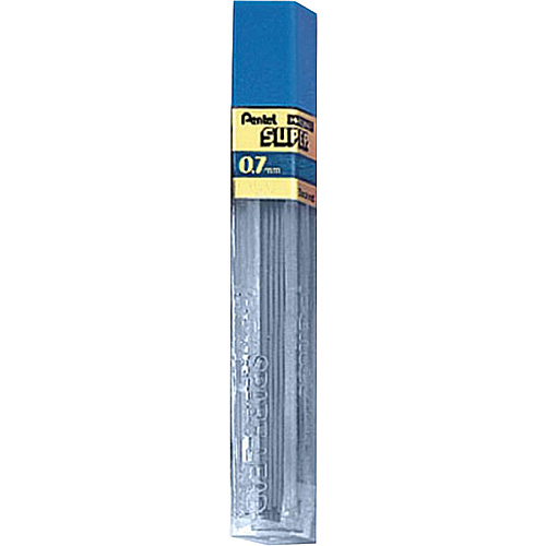 Pentel Super Hi-Polymer Leads 0.7 mm , Medium Point - 2H - Black Lead - 12/Tube - 12 / Box (502HBX)