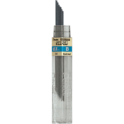 Pentel Super Hi-Polymer Leads 0.7 mm , Medium Point - B - Black Lead - 12/Tube - 12 / Box (50BBX)