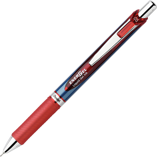 EnerGel EnerGel RTX Liquid Gel Pens 0.5 mm Fine Needle Pen Point - Refillable - Retractable - Red Ink - Gel-based - Blue Barrel - Stainless Steel Tip - 12 / Box (BLN75BBX)