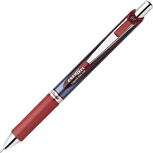 EnerGel EnerGel RTX Liquid Gel Pens 0.7 mm Medium Needle Pen Point - Refillable - Retractable - Red Ink - Gel-based - Blue Barrel - Stainless Steel Tip - 12 / Box (BLN77BBX)