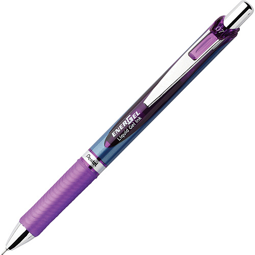 EnerGel EnerGel RTX Liquid Gel Pens 0.7 mm Medium Needle Pen Point - Refillable - Retractable - Violet Ink - Gel-based - Blue Barrel - Stainless Steel Tip - 12 / Box (BLN77VBX)