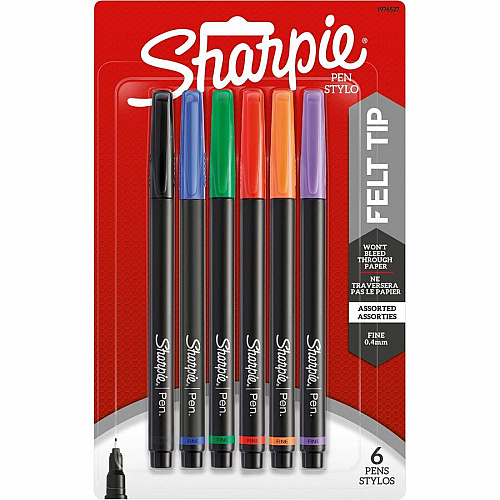 Sharpie Fine Point Pens - 6-Packs Fine Pen Point - Assorted Ink - 6/Pack - 2 / Bundle (1976527BD)