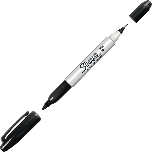 Sharpie Twin Tip Permanent Markers Fine, Ultra Fine Marker Point - Black Ink - Alcohol Based - 4/Pack - 6 / Bag (32175PPBG)