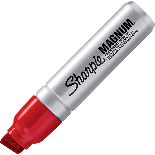 Sharpie Magnum Permanent Marker 15.87 mm Jumbo Chisel Marker Point - Red Ink - Silver Plastic Barrel - Felt Tip - 12 / Box (44002BX)