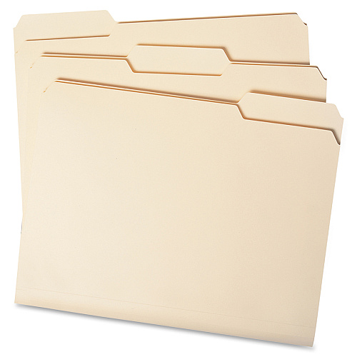 Smead 1/3 Tab Cut Letter Recycled Top Tab File Folder 8 1/2" x 11" - 3/4" Expansion - Top Tab Location - Right Tab Position - 11 pt. - 1 Plys - Manila - Sturdy - 10% Recycled - 100/Box - 5 / Carton (10333CT)