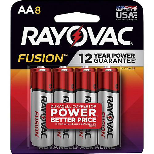 Rayovac Fusion Advanced Alkaline AA Battery 8-Packs For Multipurpose - AA - 8/Pack - 24 / Carton (8158TFUSKCT)
