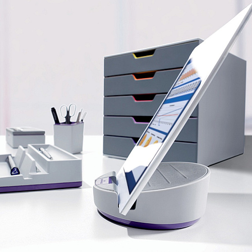 DURABLE&reg; VARICOLOR&reg; Desktop 5 Drawer Organizer 5 Drawer(s) - 11" Height x 11.50" Width x 14" Depth - Label Holder, Stackable, Non-slip Feet - Gray - Acrylonitrile Butadiene Styrene (ABS) - 1 Each (760527)