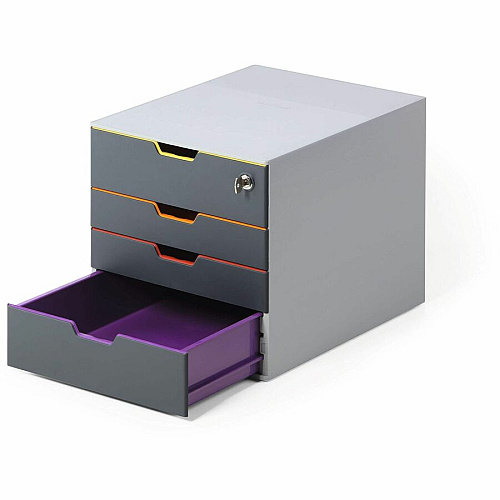 DURABLE VARICOLOR 4 Safe - 4-Drawer 4 Drawer(s) for Document - Letter - Lockable - Gray, Multicolor - 1 Each (760627)