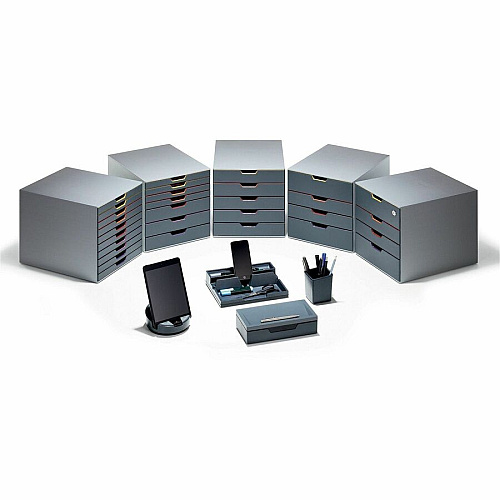 DURABLE VARICOLOR 4 Safe - 4-Drawer 4 Drawer(s) for Document - Letter - Lockable - Gray, Multicolor - 1 Each (760627)
