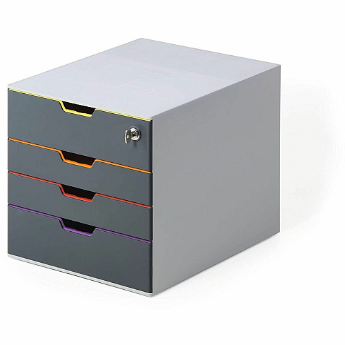 DURABLE VARICOLOR 4 Safe - 4-Drawer 4 Drawer(s) for Document - Letter - Lockable - Gray, Multicolor - 1 Each (760627)