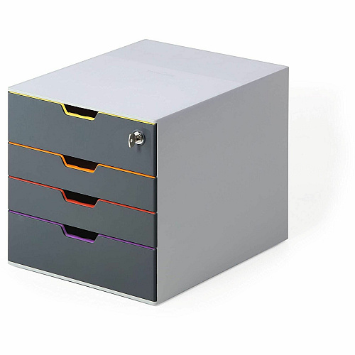 DURABLE VARICOLOR 4 Safe - 4-Drawer 4 Drawer(s) for Document - Letter - Lockable - Gray, Multicolor - 1 Each (760627)