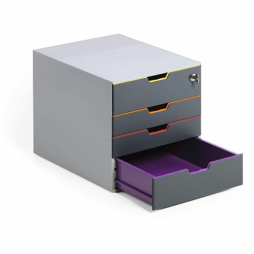 DURABLE VARICOLOR 4 Safe - 4-Drawer 4 Drawer(s) for Document - Letter - Lockable - Gray, Multicolor - 1 Each (760627)