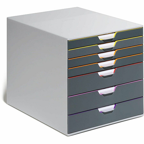 DURABLE VARICOLOR 7 7 Drawer(s) - 11" Height x 11.50" Width x 14" Depth - Desktop - Non-slip Feet, Stackable - Gray - Plastic - 1 Each (760727)