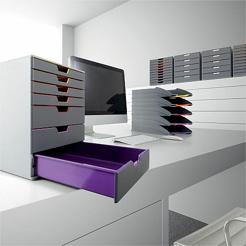 DURABLE VARICOLOR 7 7 Drawer(s) - 11" Height x 11.50" Width x 14" Depth - Desktop - Non-slip Feet, Stackable - Gray - Plastic - 1 Each (760727)