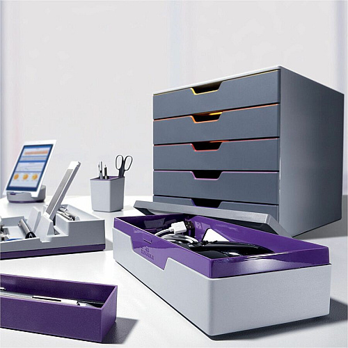 DURABLE VARICOLOR 7 7 Drawer(s) - 11" Height x 11.50" Width x 14" Depth - Desktop - Non-slip Feet, Stackable - Gray - Plastic - 1 Each (760727)