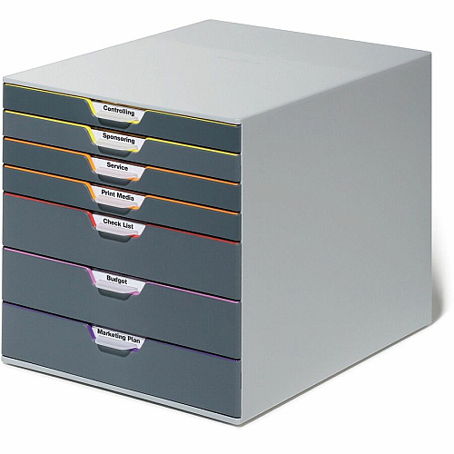 DURABLE VARICOLOR 7 7 Drawer(s) - 11" Height x 11.50" Width x 14" Depth - Desktop - Non-slip Feet, Stackable - Gray - Plastic - 1 Each (760727)