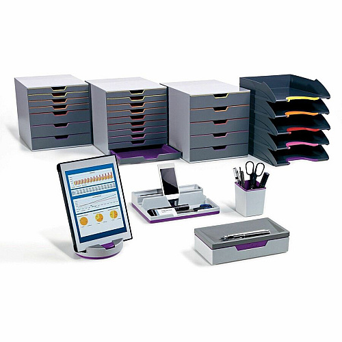 DURABLE VARICOLOR 7 7 Drawer(s) - 11" Height x 11.50" Width x 14" Depth - Desktop - Non-slip Feet, Stackable - Gray - Plastic - 1 Each (760727)