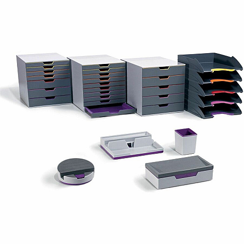 DURABLE VARICOLOR 7 7 Drawer(s) - 11" Height x 11.50" Width x 14" Depth - Desktop - Non-slip Feet, Stackable - Gray - Plastic - 1 Each (760727)