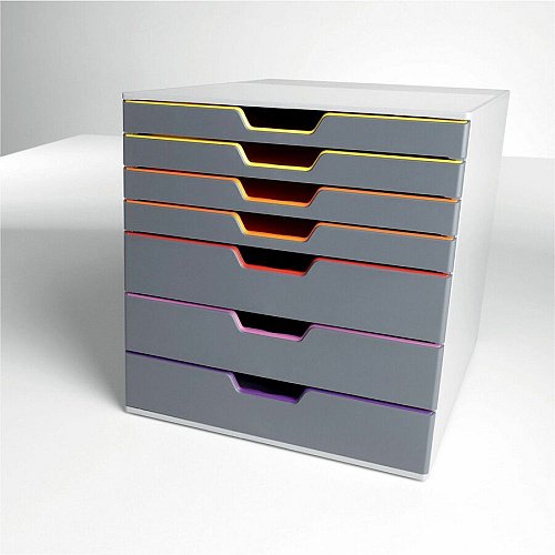 DURABLE VARICOLOR 7 7 Drawer(s) - 11" Height x 11.50" Width x 14" Depth - Desktop - Non-slip Feet, Stackable - Gray - Plastic - 1 Each (760727)