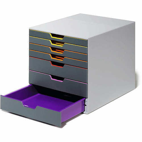 DURABLE VARICOLOR 7 7 Drawer(s) - 11" Height x 11.50" Width x 14" Depth - Desktop - Non-slip Feet, Stackable - Gray - Plastic - 1 Each (760727)
