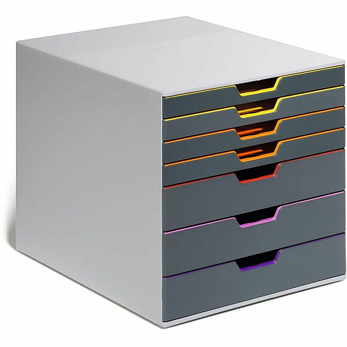 DURABLE VARICOLOR 7 7 Drawer(s) - 11" Height x 11.50" Width x 14" Depth - Desktop - Non-slip Feet, Stackable - Gray - Plastic - 1 Each (760727)