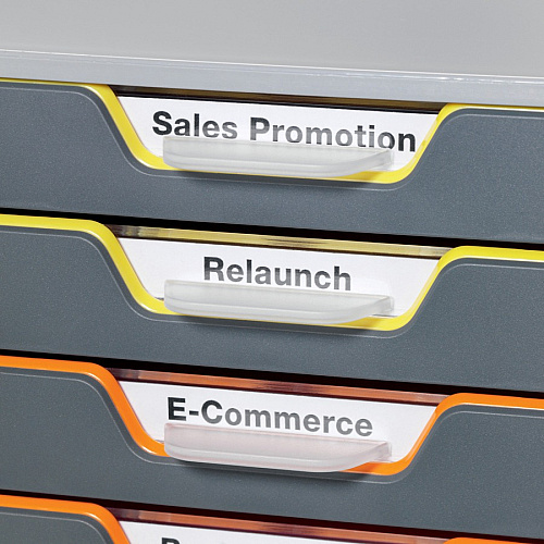 DURABLE&reg; VARICOLOR&reg; Desktop 10 Drawer Organizer 10 Drawer(s) - 11" Height x 11.50" Width x 14" Depth - Labeling Area, Stackable, Non-skid Feet - Gray - Plastic - 1 Each (761027)