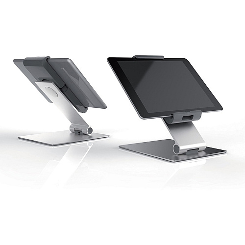 DURABLE&reg; TABLET HOLDER Desk Stand 9.5" Height x 6.1" Width x 7.2" Depth - Steel, Aluminum, Acrylonitrile Butadiene Styrene (ABS) - Silver - 1 Each (893023)