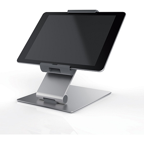 DURABLE&reg; TABLET HOLDER Desk Stand 9.5" Height x 6.1" Width x 7.2" Depth - Steel, Aluminum, Acrylonitrile Butadiene Styrene (ABS) - Silver - 1 Each (893023)