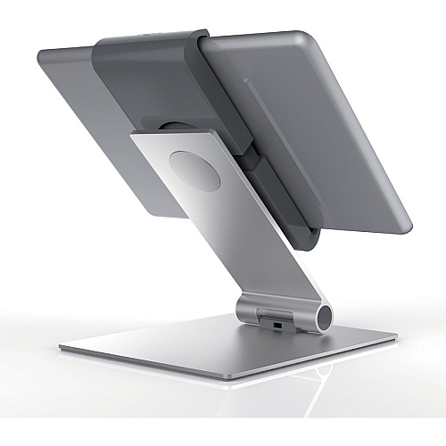 DURABLE&reg; TABLET HOLDER Desk Stand 9.5" Height x 6.1" Width x 7.2" Depth - Steel, Aluminum, Acrylonitrile Butadiene Styrene (ABS) - Silver - 1 Each (893023)