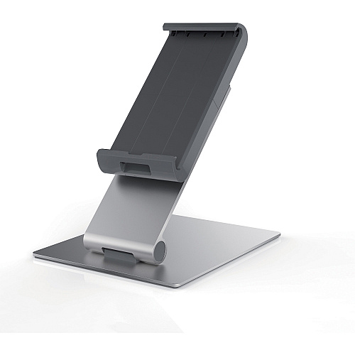 DURABLE&reg; TABLET HOLDER Desk Stand 9.5" Height x 6.1" Width x 7.2" Depth - Steel, Aluminum, Acrylonitrile Butadiene Styrene (ABS) - Silver - 1 Each (893023)
