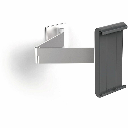 DURABLE Tablet Holder Wall Arm 8.9" Height x 3.7" Width x 6.7" Depth - Steel, Acrylonitrile Butadiene Styrene (ABS), Aluminum - Silver - 180&deg; Swivel, Pivot, Adjustable Clamp, Locking Mechanism, 360&deg; Rotation, Flexible Arm, Tilt, Cable Man (893423)