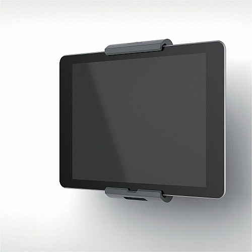 DURABLE Tablet Holder Wall Arm 8.9" Height x 3.7" Width x 6.7" Depth - Steel, Acrylonitrile Butadiene Styrene (ABS), Aluminum - Silver - 180&deg; Swivel, Pivot, Adjustable Clamp, Locking Mechanism, 360&deg; Rotation, Flexible Arm, Tilt, Cable Man (893423)