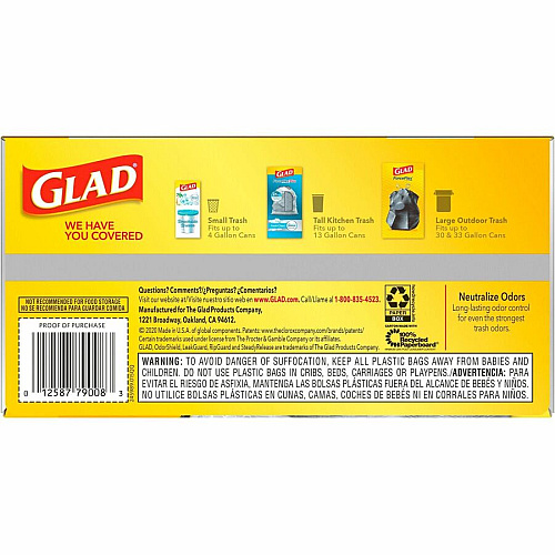Glad ForceFlex Tall Kitchen Drawstring Trash Bags - OdorShield 13 gal Capacity - 23.74" Width x 24.88" Length x 0.72 mil (18 Micron) Thickness - Drawstring Closure - Gray - Commercial, Home, Indoor, Office, Outdoor, Restaurant, Garbage - 40 / Box (79008)
