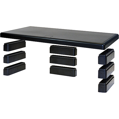DAC Stax Ergonomic Height Adjustable Ultra Wide Monitor Stand 66 lb Load Capacity - 4.75" Height x 22" Width x 10.50" Depth - Black - For Monitor, Notebook, Printer, Fax Machine - Storage Space, Sturdy, Comfortable, USB Charging Port, Anti-slip, F (02238)