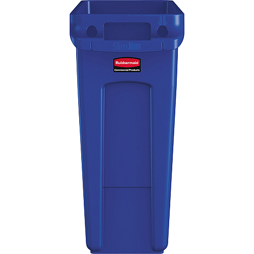 Rubbermaid Commercial Slim Jim Vented Container 16 gal Capacity - Rectangular - Durable, Vented, Sturdy, Weather Resistant, Handle, Lightweight - 25" Height x 11" Width - Blue - 1 Each (1971257)