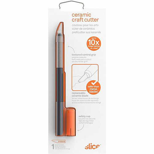 Slice Weighted Craft Knife Ceramic Blade - 0.4" Height x 0.4" Width x 6.4" Length - Non-sparking, Non-conductive, Rust-free Blade, Ambidextrous, Anti-slip, Textured Grip - Zirconia, Polypropylene, Glass-filled Nylon - Brass - 1 Each (10548)