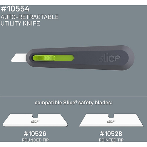 Slice Auto Retract Utility Knife Ceramic Blade - 0.9" Height x 1.4" Width x 6.1" Length - Retractable, Non-sparking, Non-conductive, Rust-free Blade, Durable, Ambidextrous, Comfortable - Glass-filled Nylon, Stainless Steel, Zirconia, Carbon Steel  (10554)