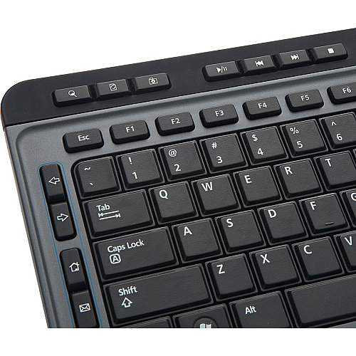 Verbatim Wireless Multimedia Keyboard and 6-Button Mouse Combo - Black USB Type A Wireless RF - Black - USB Type A Wireless RF - Optical - Scroll Wheel - Black - Multimedia Hot Key(s) - AA, AAA - Compatible with Windows, Mac OS, Linux - 1 Each (99788)