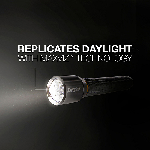 Energizer Vision HD Performance Metal Flashlight with Digital Focus LED - 400 lm Lumen - 2 x AA - Battery - Metal - Water Resistant - Chrome - 1 Each (EPMZH21E)