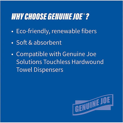 Genuine Joe&reg; Hardwound Roll Paper Towels, White, 65 Carton/Pallet 1 Ply - 7" Width x 850 ft Length - White - 390 / Pallet (GJO96850PL)
