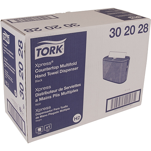 Tork&reg; Xpress Countertop Hand Towel Dispenser, Black Multifold Dispenser - 7.9" Height x 12.7" Width x 4.6" Depth - Plastic - Black - Compact, Lockable - 1 Each (302028)