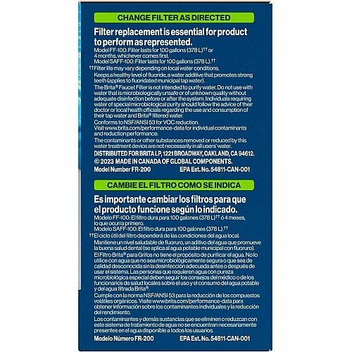 Brita On Tap Water Filtration System Replacement Filters For Faucets 100 gal Filter Life - Blue, White - 1 Each (36309)