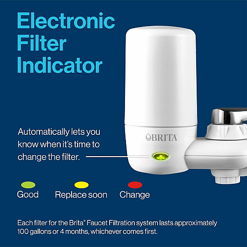 Brita On Tap Water Filtration System Replacement Filters For Faucets 100 gal Filter Life - Blue, White - 1 Each (36309)