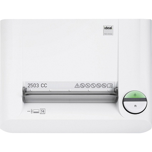 ideal. 2503 cross-cut P-4 Paper Shredder Continuous Shredder - Cross Cut - 14 Per Pass - for shredding Staples, Paper, Paper Clip, Credit Card - 1.500" x 0.187" Shred Size - P-4 - 20 gal Wastebin Capacity - 750 mW - White - TAA Compliant - 1 (IDEDSH0302H)