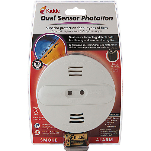 Kidde Dual-sensor Smoke Alarm 9 V - Audible, Visual - White (21007385N)
