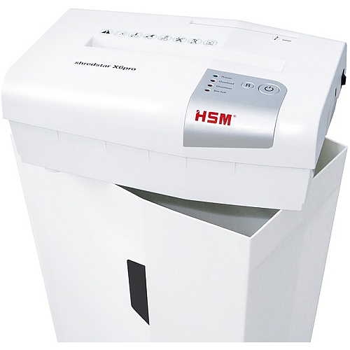 HSM shredstar X6Pro - 1/16" x 5/8" + Sep. CD Cutting Unit Particle Cut - 6 Per Pass - for shredding CD, DVD, Paper, Staples, Paper Clip, Credit Card - 0.187" x 0.625" Shred Size - P-5/O-1/T-2/E-2/F-2 - 8.66" Throat - 5.30 gal Wastebin Capacity - (1046113)