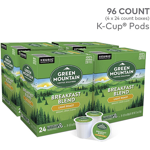Green Mountain Coffee Roasters&reg; K-Cup Breakfast Blend Coffee Compatible with K-Cup Brewer - Light - K-Cup - 24/Box - 4 / Carton (6520CT)